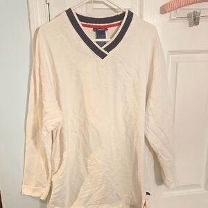 Catalina vintage 1980s Cream V-Neck Sweater with Navy Trim